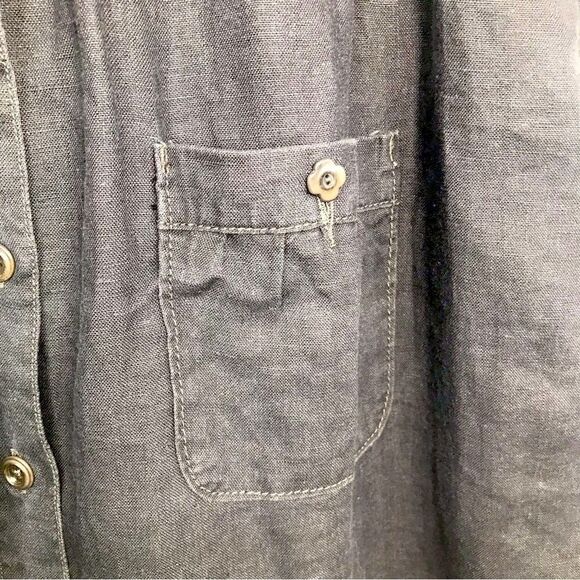 G1 Goods Summer Slate Gray 100% Linen Sleeveless Button Down Dress with Pockets - Picture 10 of 15